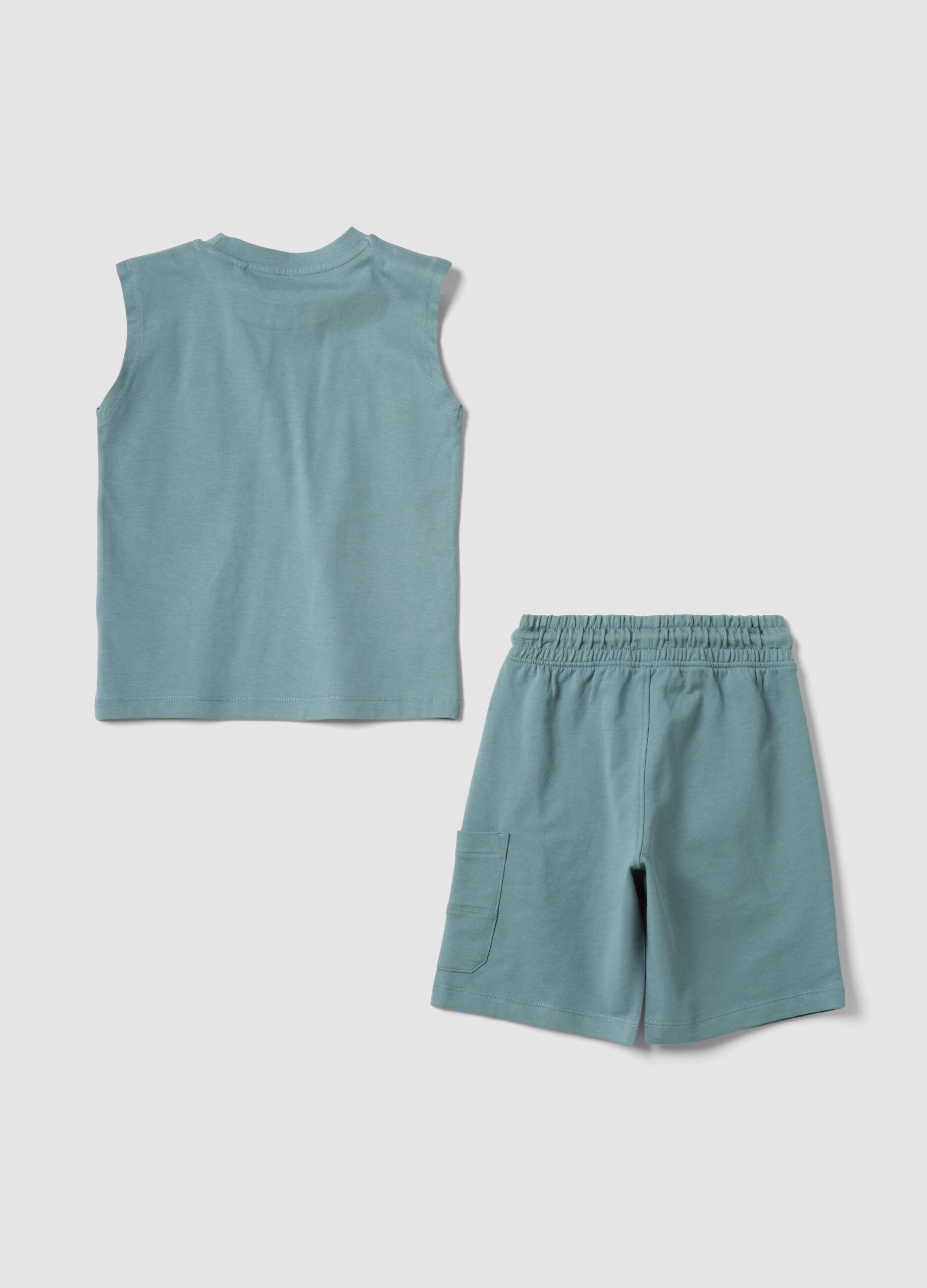 Light blue pure cotton set with top and shorts