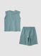 Light blue pure cotton set with top and shorts_1