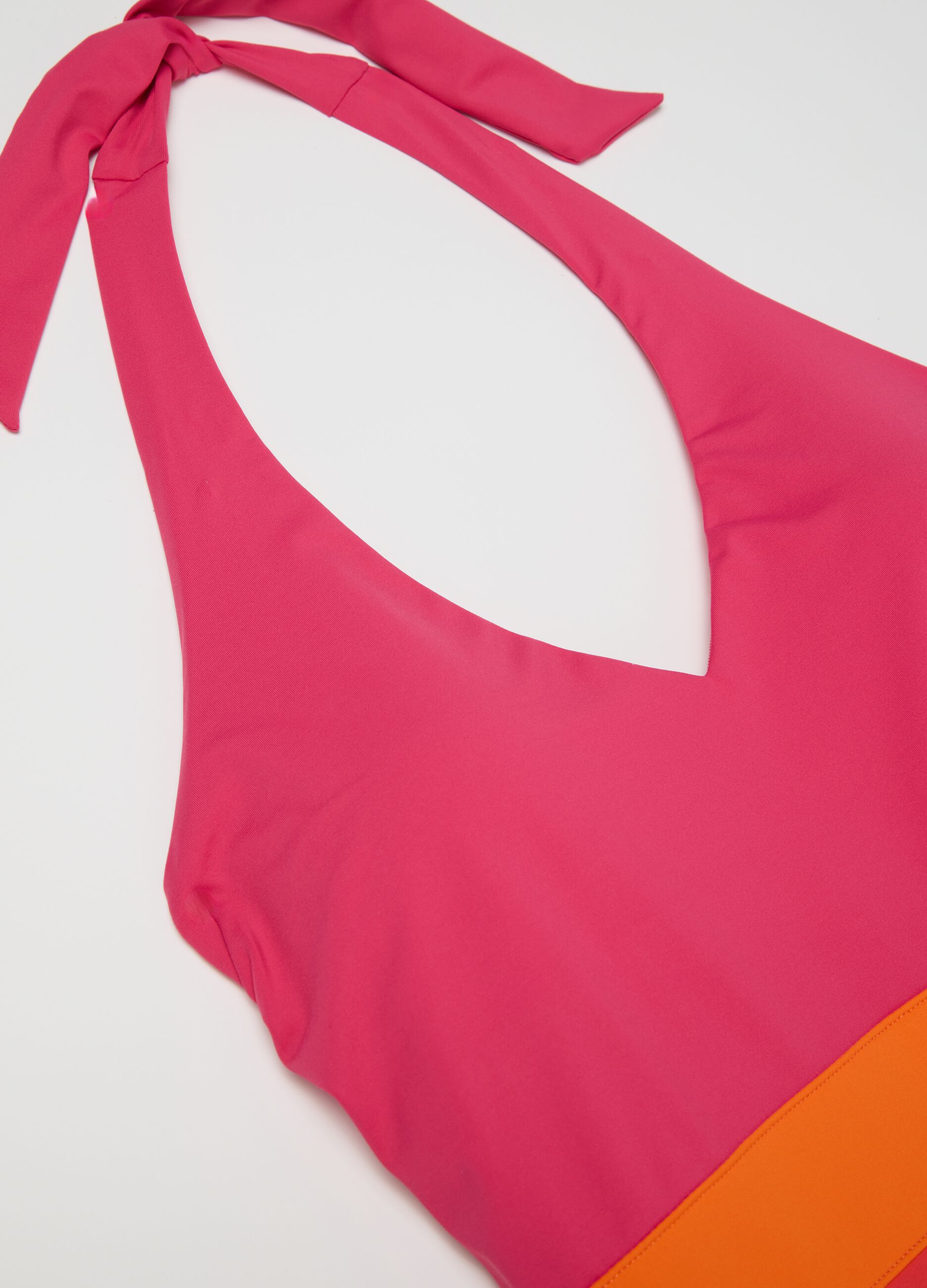 Women's one-piece swimsuit in multicoloured stretch fabric