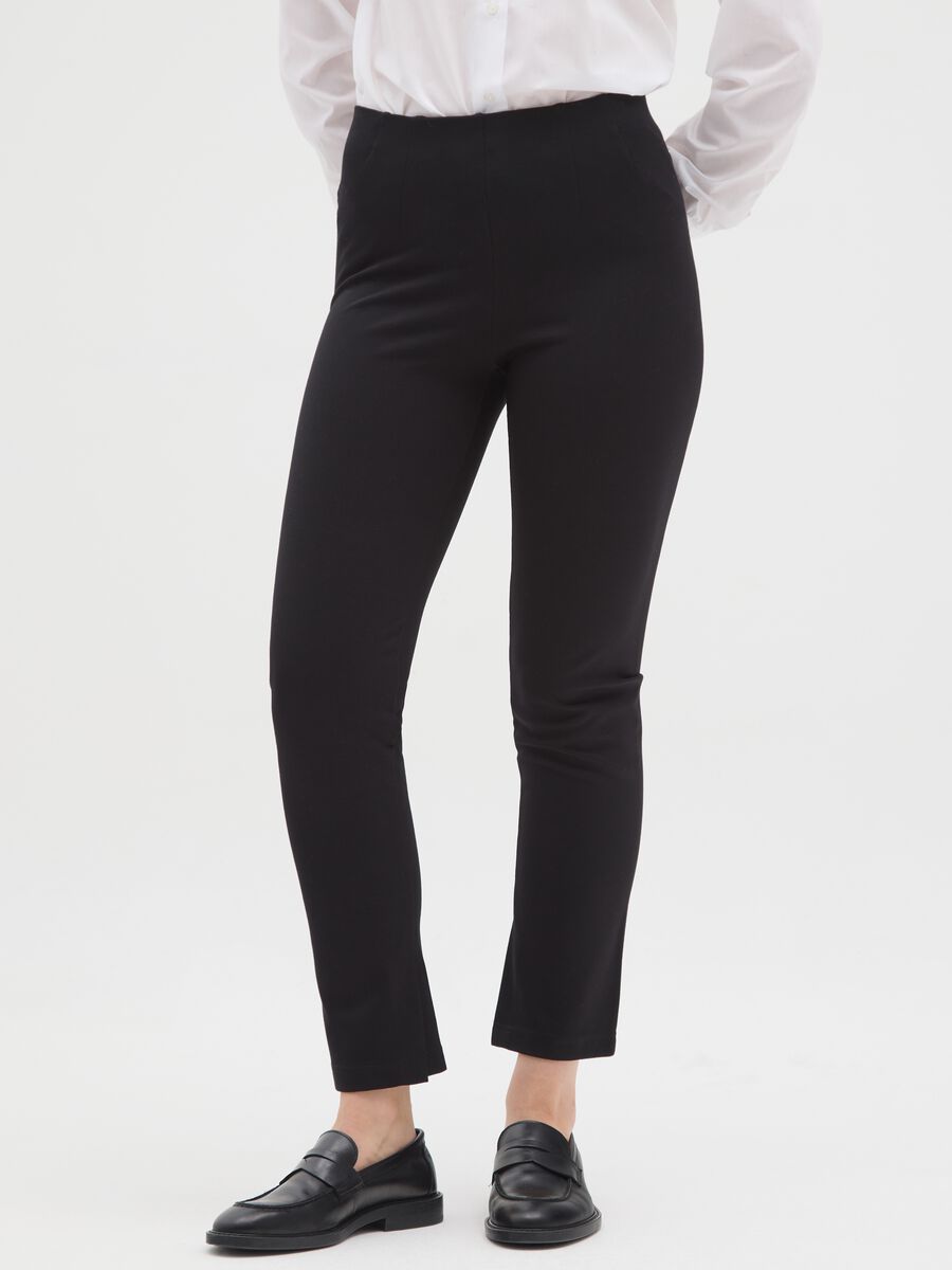 Black Stretch Regular Fit Leggings_1