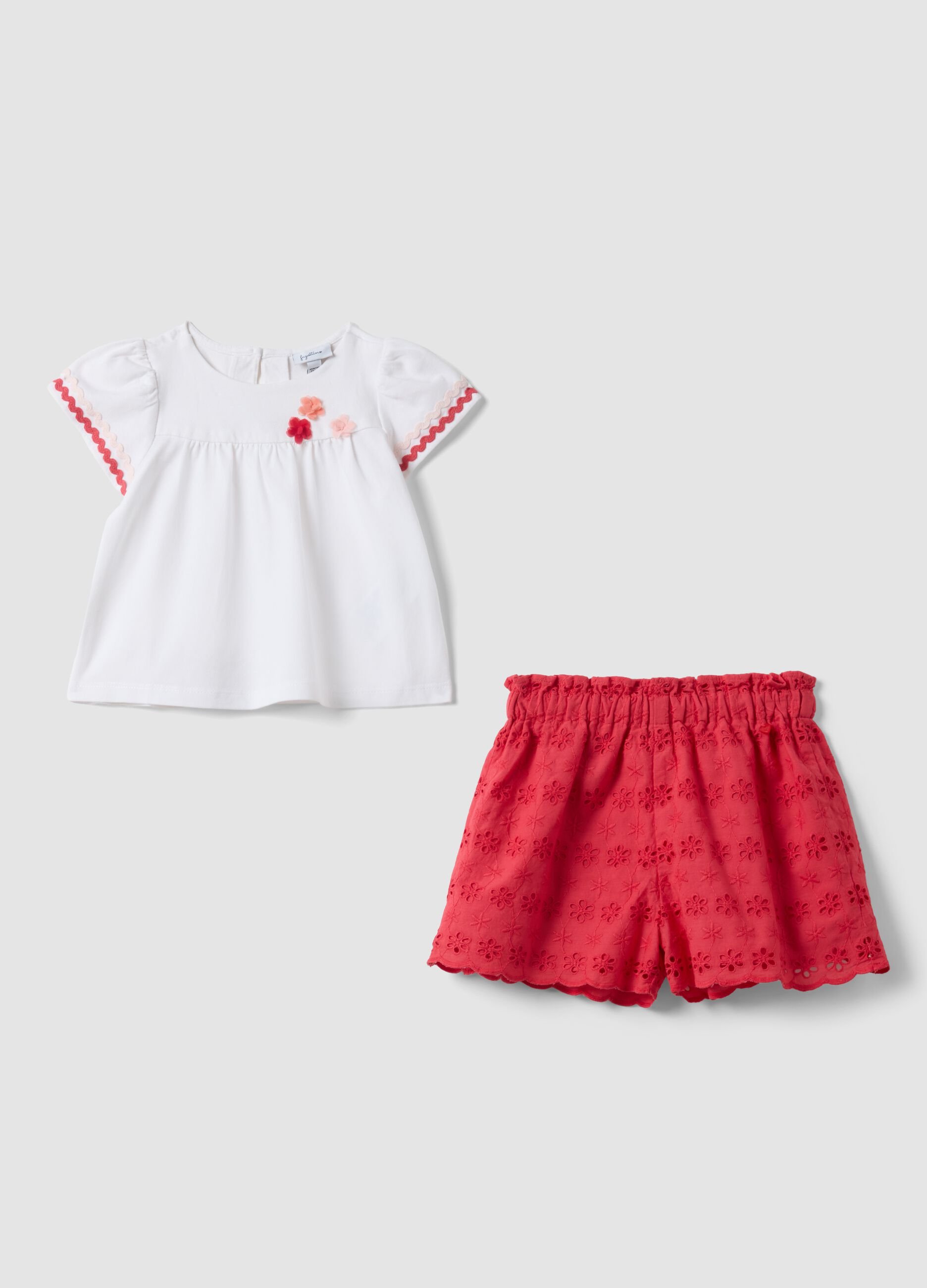 Pure cotton multicolour regular fit set for girls with flowers