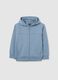 Blue children's sweatshirt in pure cotton, oversized fit with zip_0