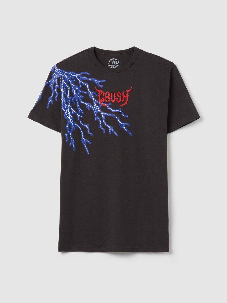 Black short-sleeved T-shirt with lightning graphic_4