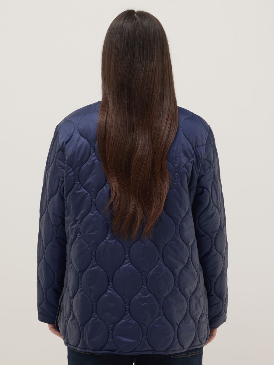 Blue quilted jacket regular fit with buttons_2