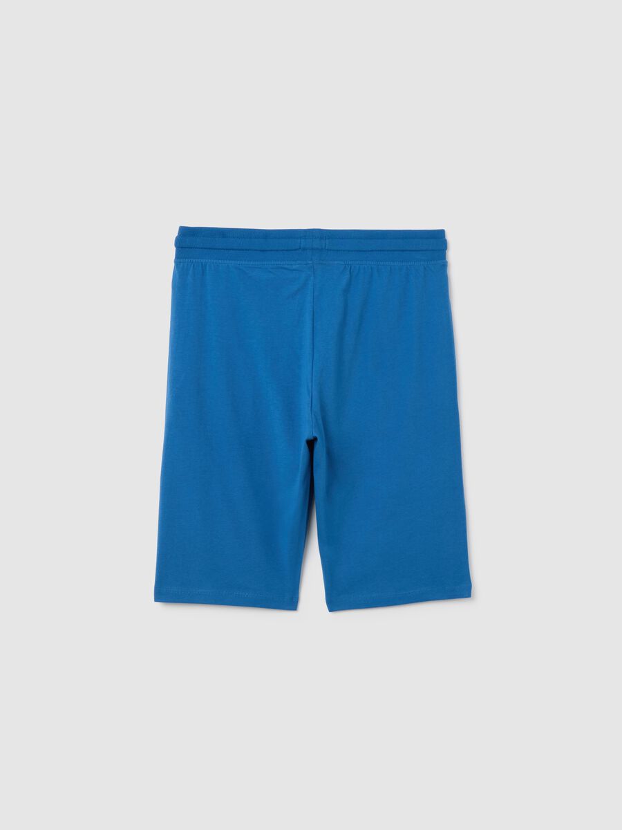 Bermuda da ragazzo in puro cotone blu regular fit con girovita elasticizzato_4