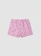 Pink pure cotton shorts with floral print_1