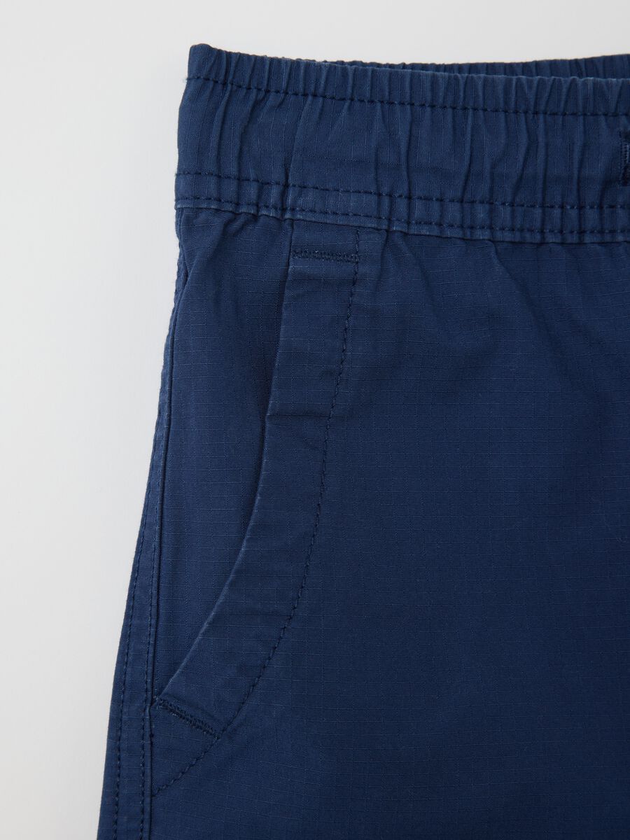 Blue Bermuda joggers in ripstop canvas with drawstring_2