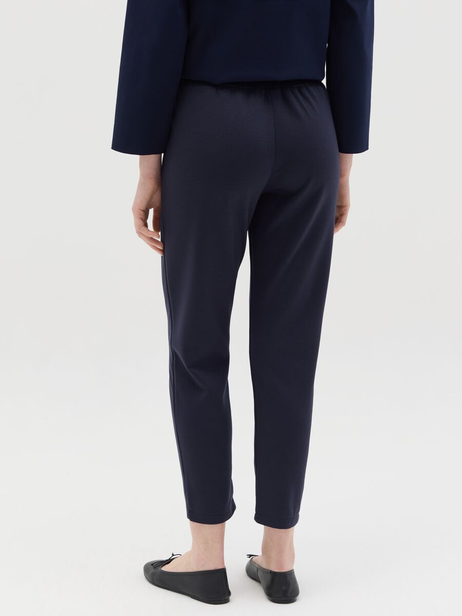 Blue cropped-fit trousers in stretch viscose blend_3