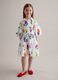 Girls&rsquo; white pure cotton dress with floral print, regular fit_1