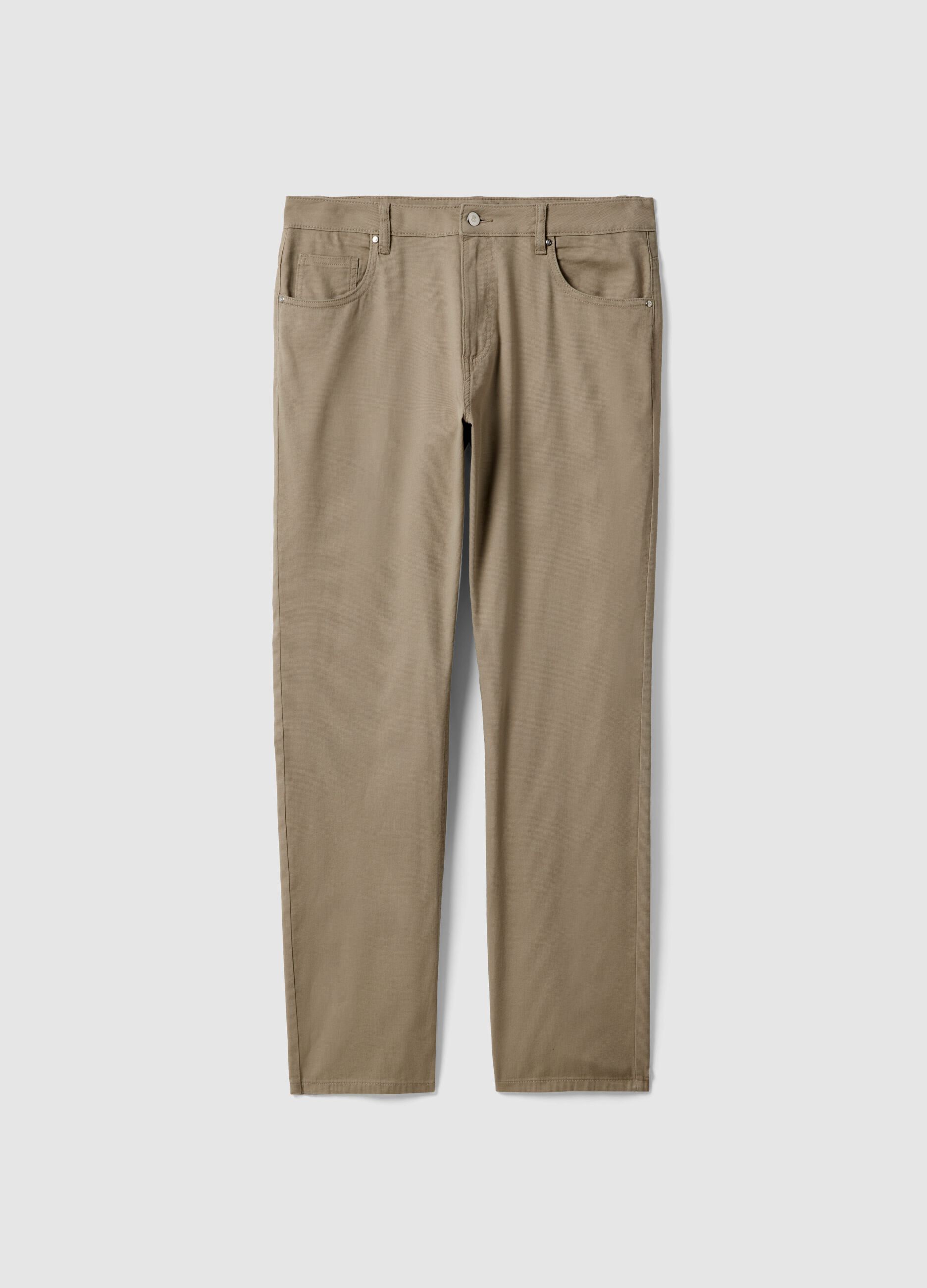 Regular fit beige cotton stretch trousers