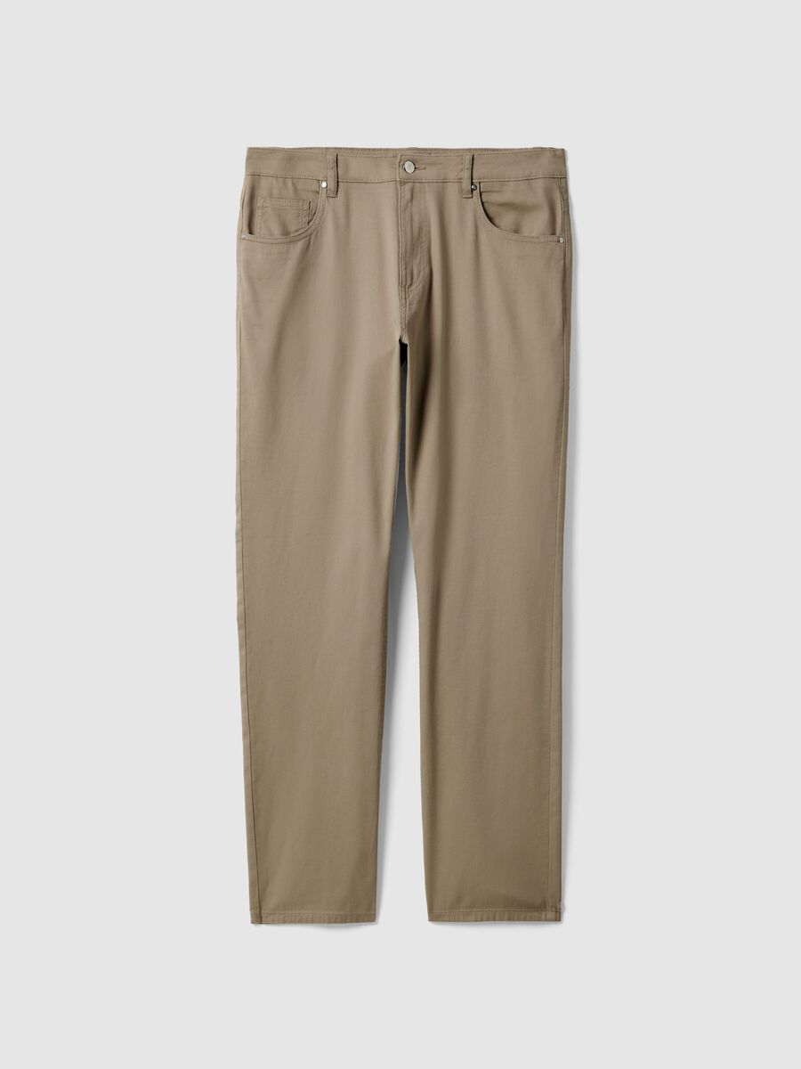 Pantaloni beige in cotone elasticizzato regular fit_4