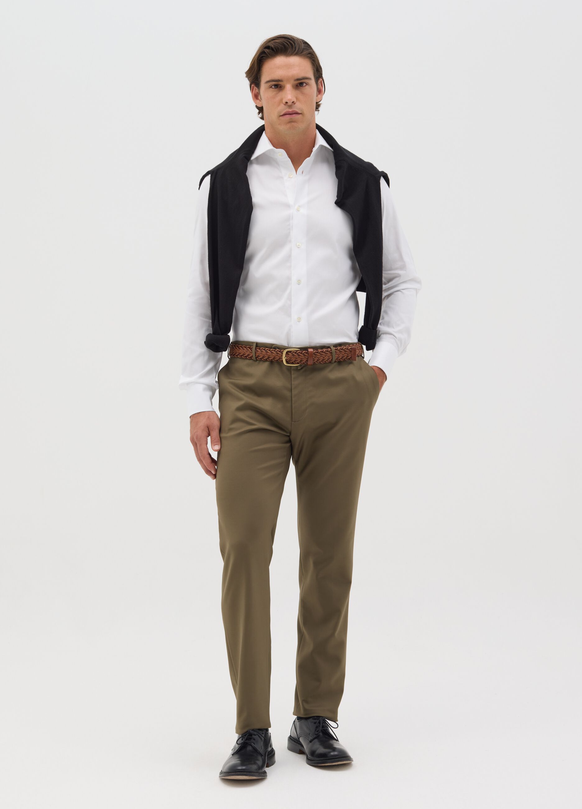 Brown slim-fit chino trousers