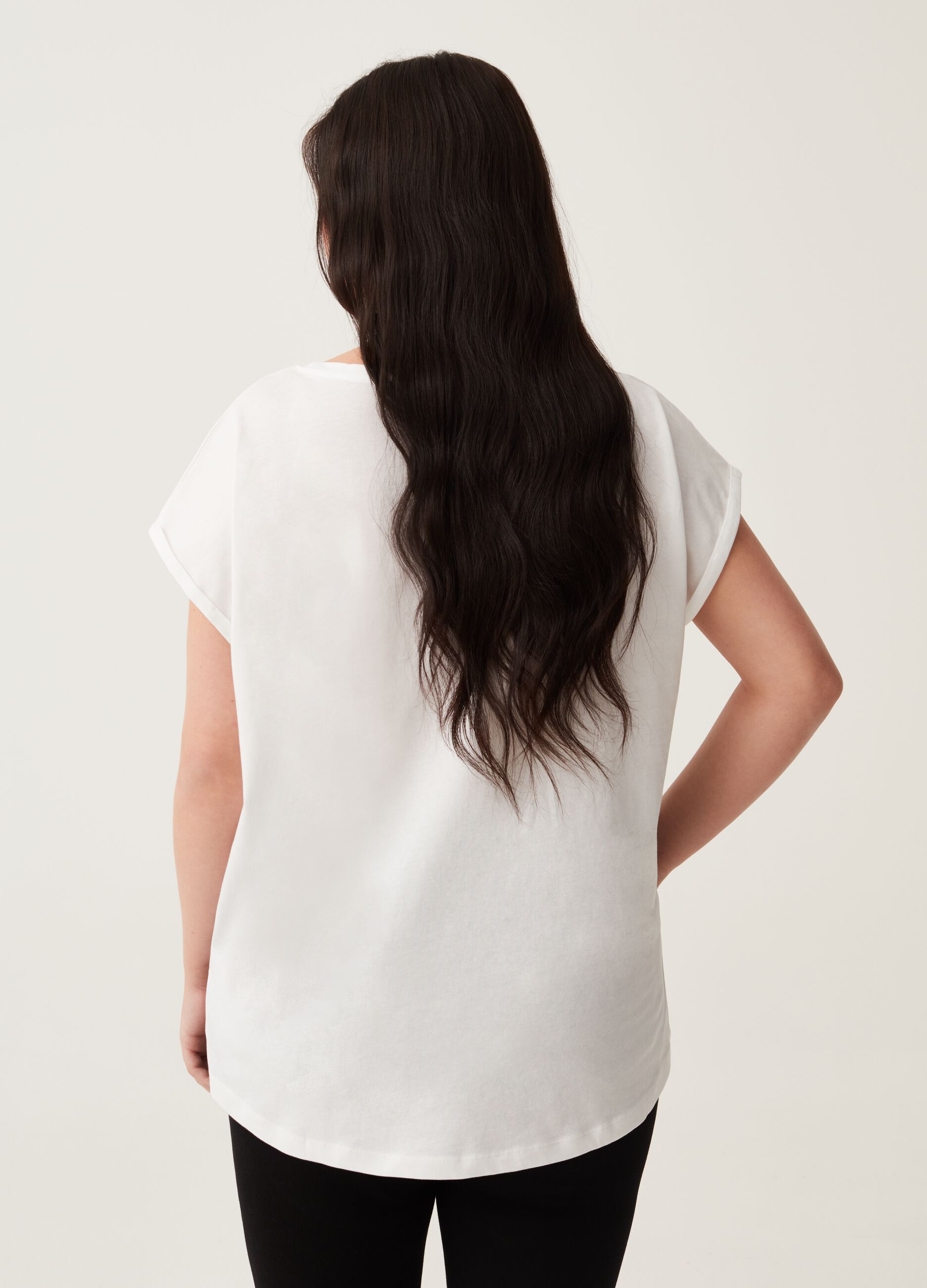 T-shirt con stampa righe e lettering Curvy MYA_2