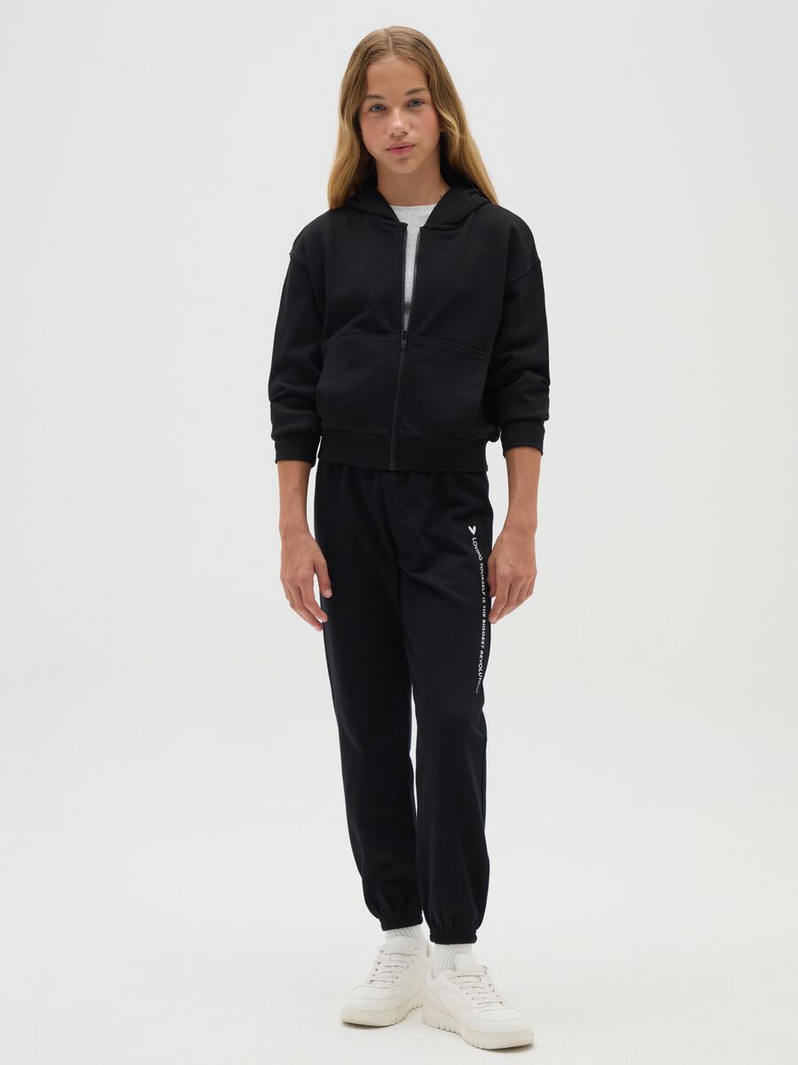 Girls' Black Pure Cotton Jogger Trousers_1