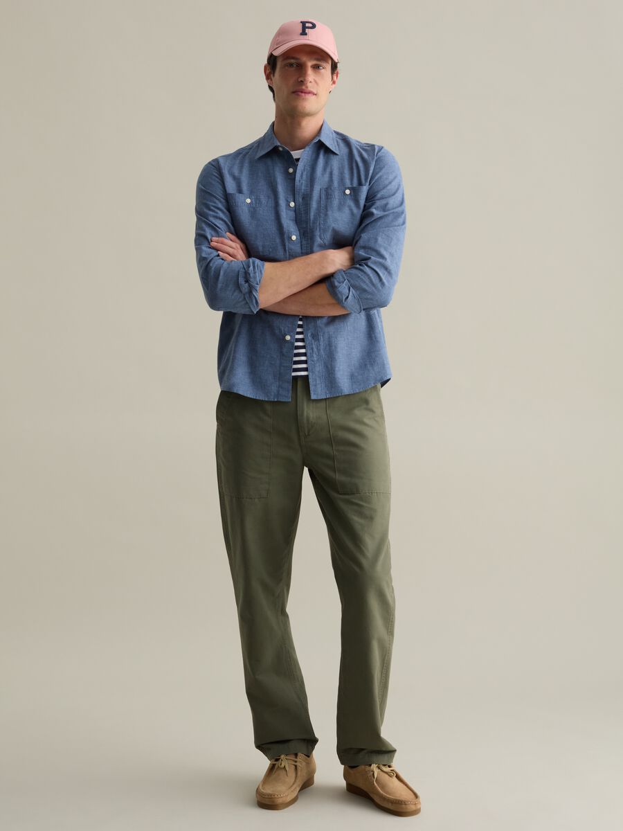 Chino trousers in cotton and linen_0