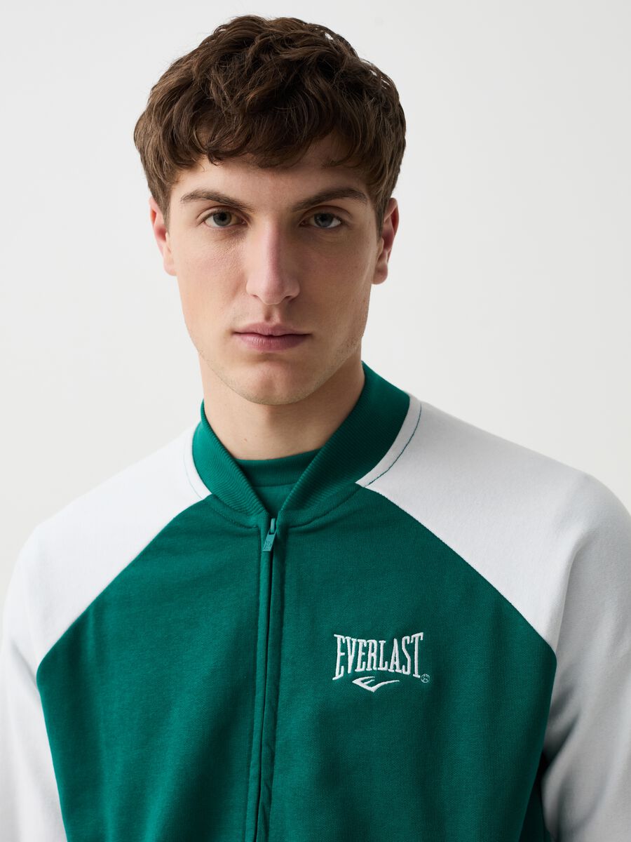 Full-zip sweatshirt in two-tone fleece with logo embroidery_1