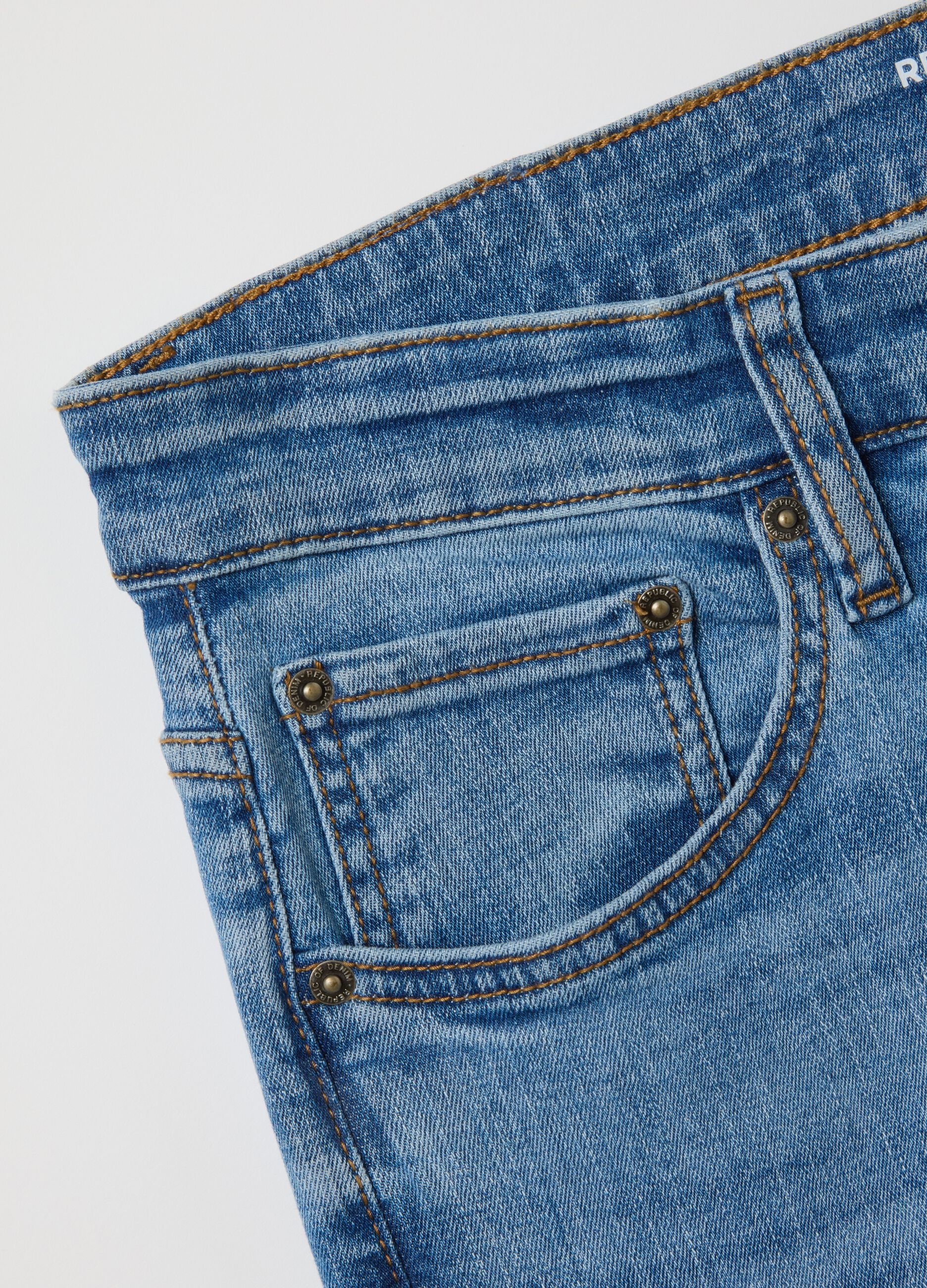 Jeans in denim blu in cotone elasticizzato slim fit