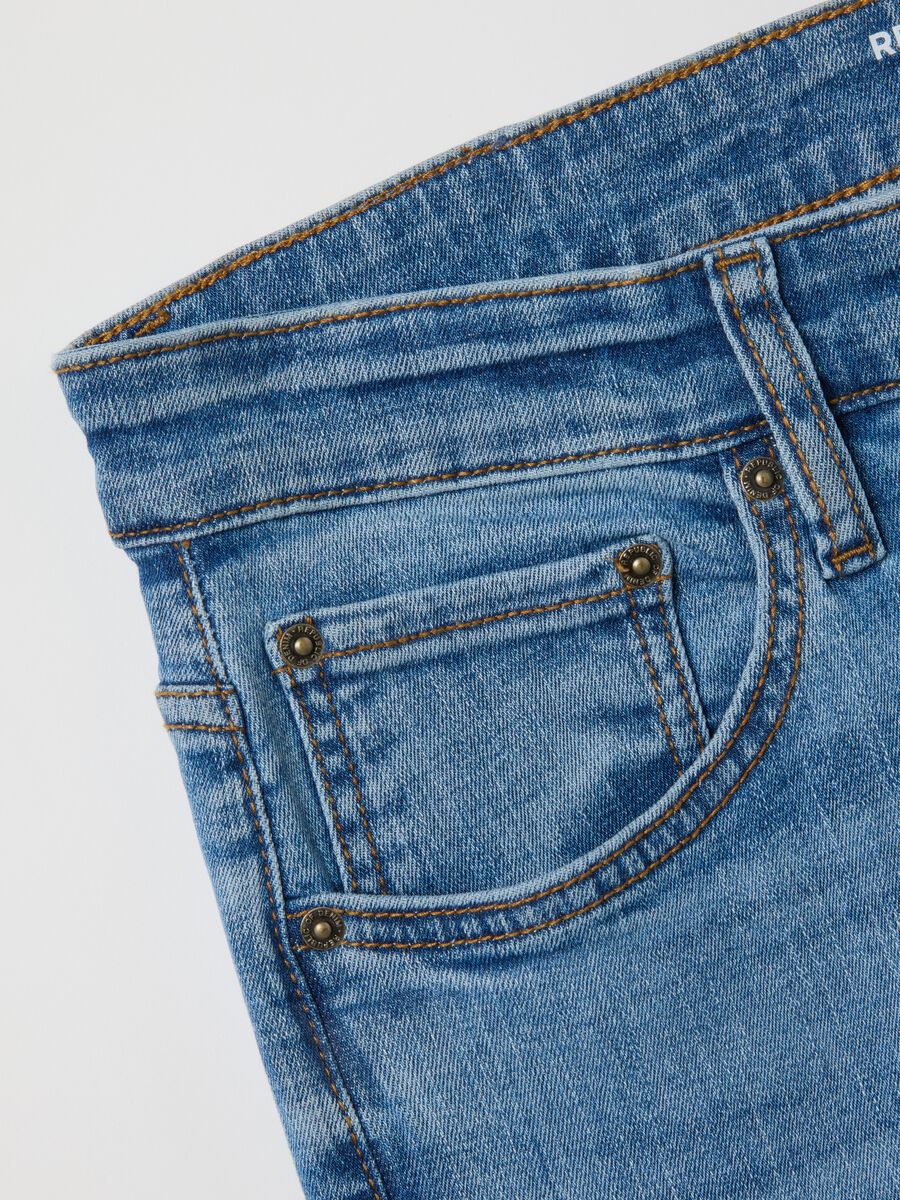 Slim fit stretch cotton blue denim jeans_1
