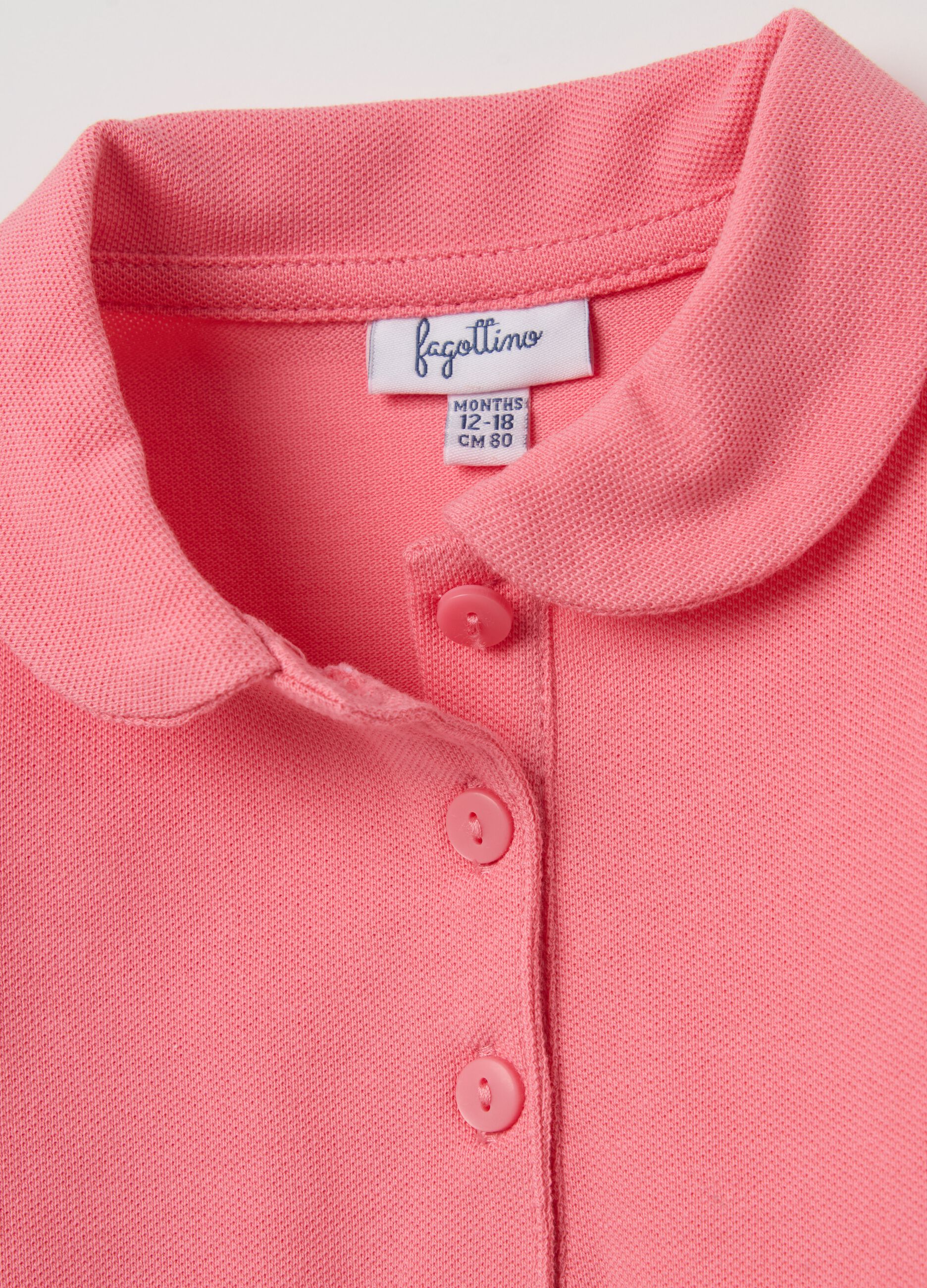 Piquet polo shirt with rounded collar