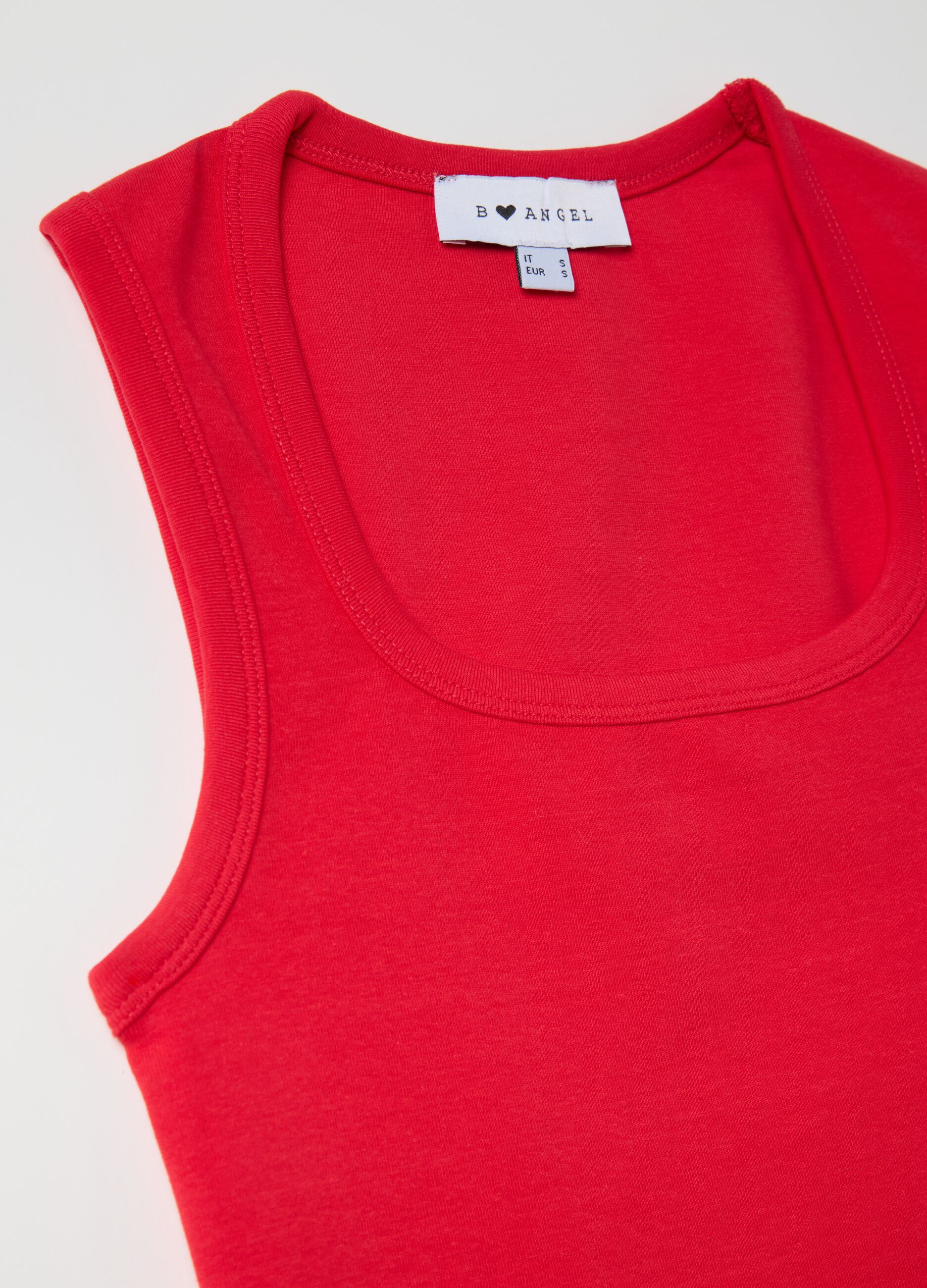Canotta da donna in cotone elasticizzato rossa fitted
