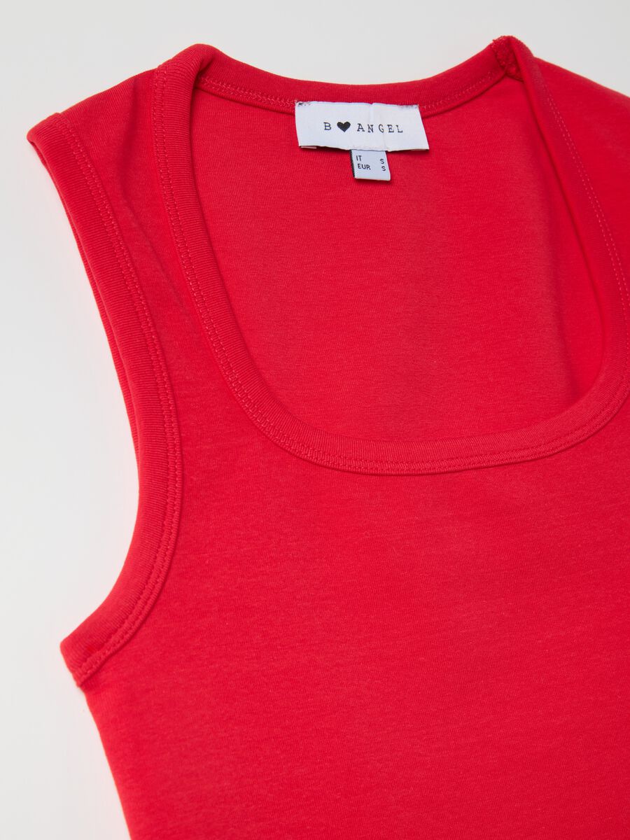 Women’s red fitted vest top in stretch cotton_5