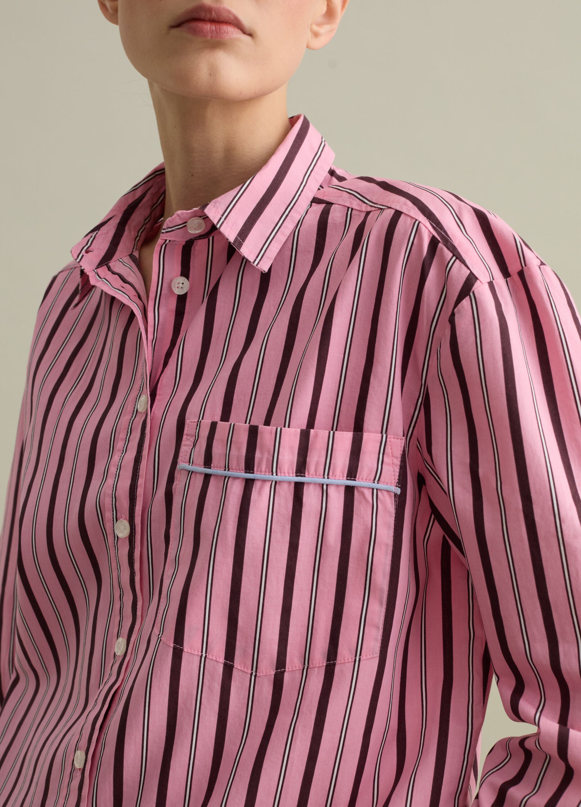 Camicia in oxford a righe con tasca