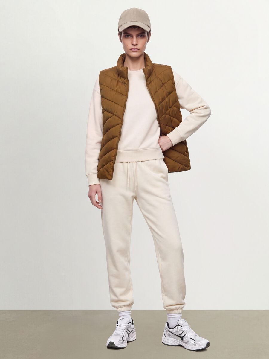 Yellow ultralight quilted gilet with zip and high neck_0
