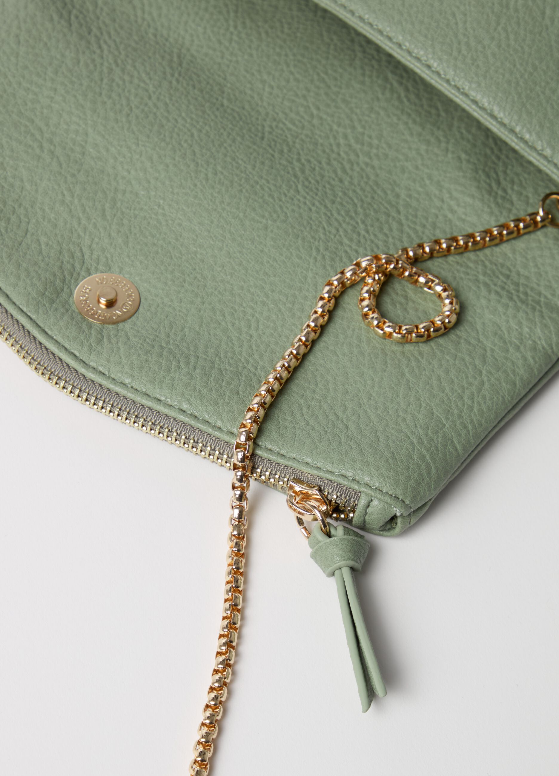 Metallic-effect bag with shoulder strap