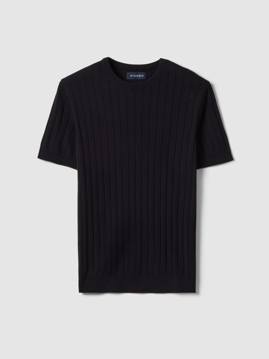 Black striped pure cotton T-shirt in regular fit_4