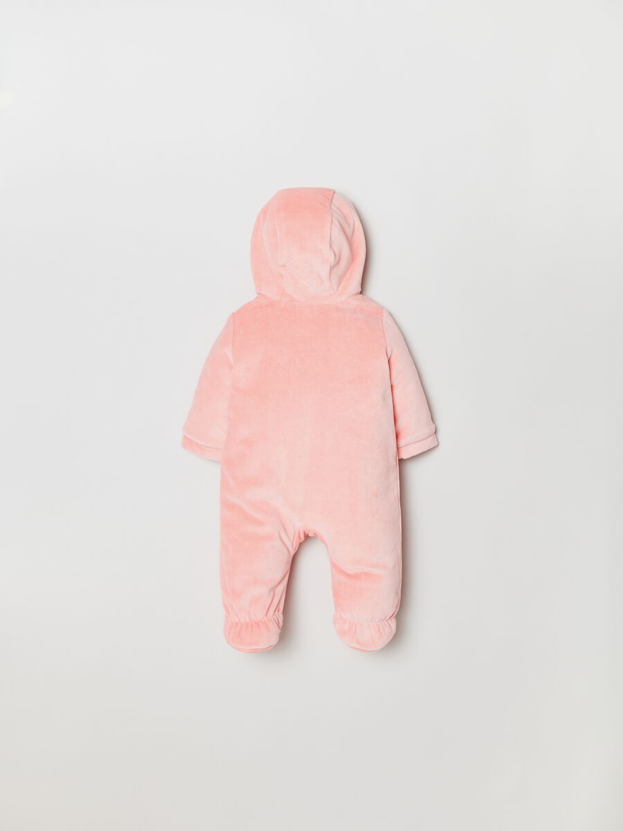 Tutina in velour con piedini e ricamo Minu_1