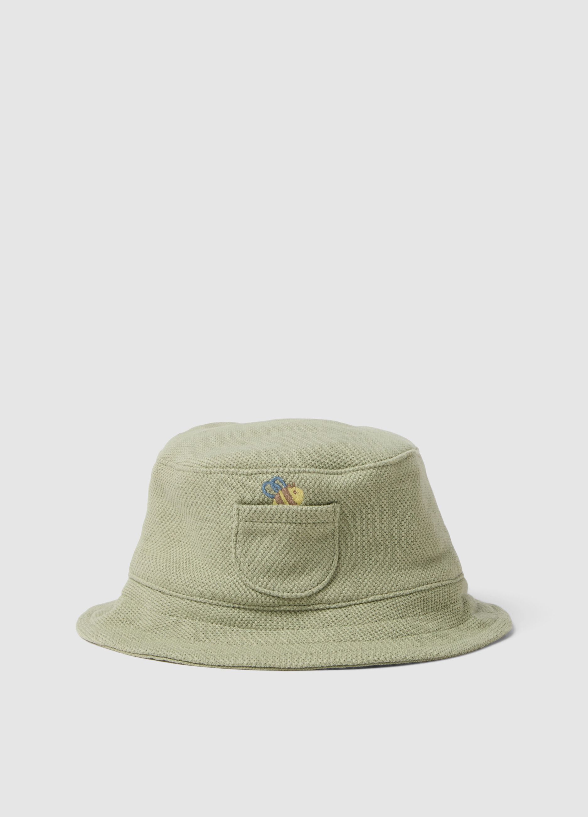 Cappello bucket verde in cotone organico per neonato