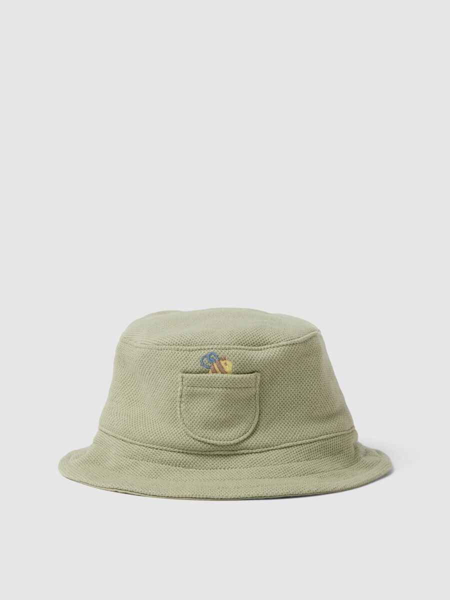 Cappello bucket verde in cotone organico per neonato_0