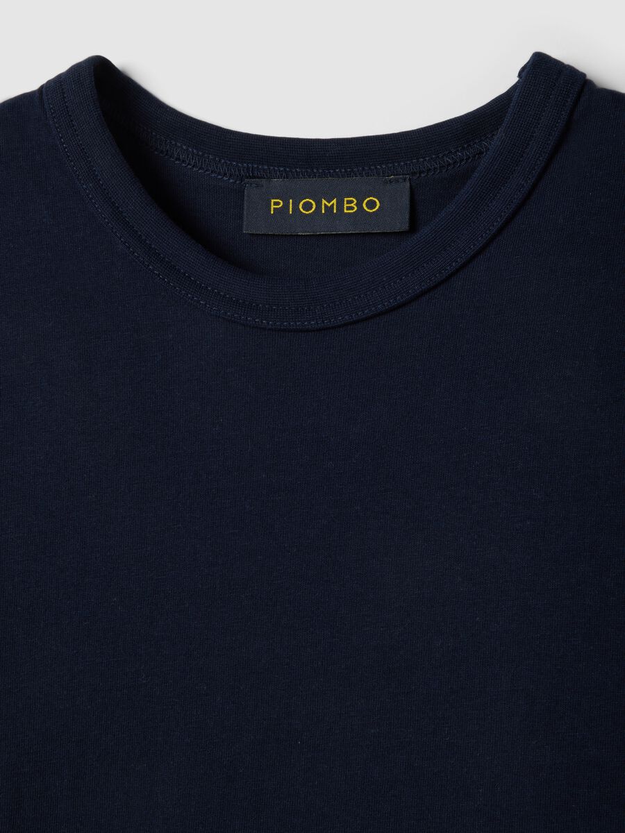 T-shirt girocollo in puro cotone blu regular fit_5
