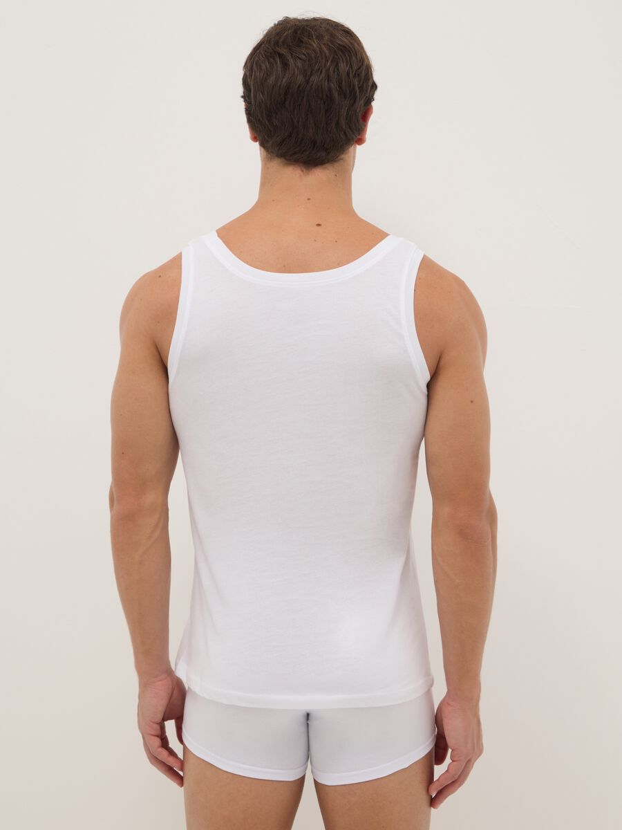 Twin pack of white crew neck vests in pure cotton regular fit_2