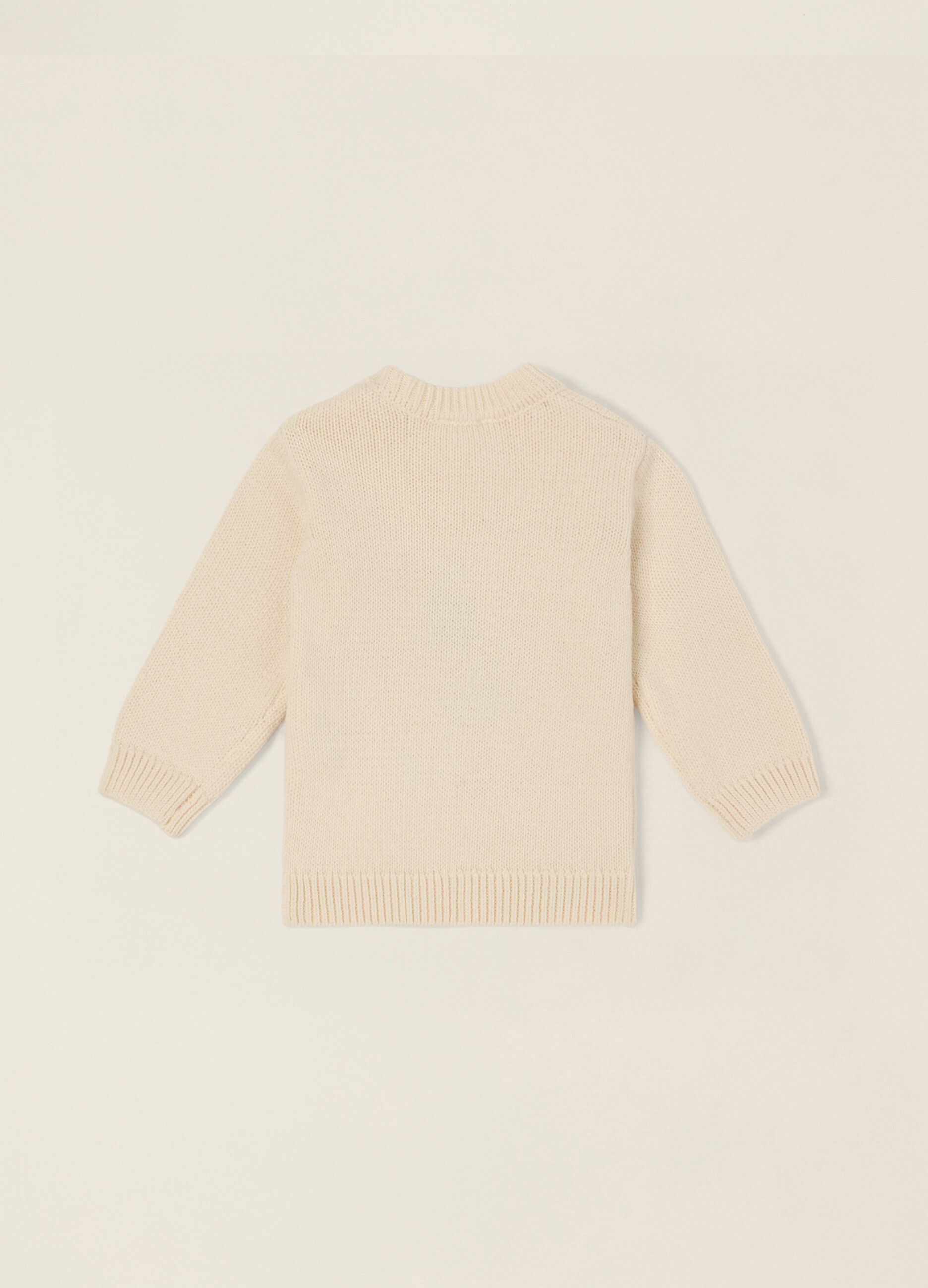 White pure cotton baby jumper with animal print