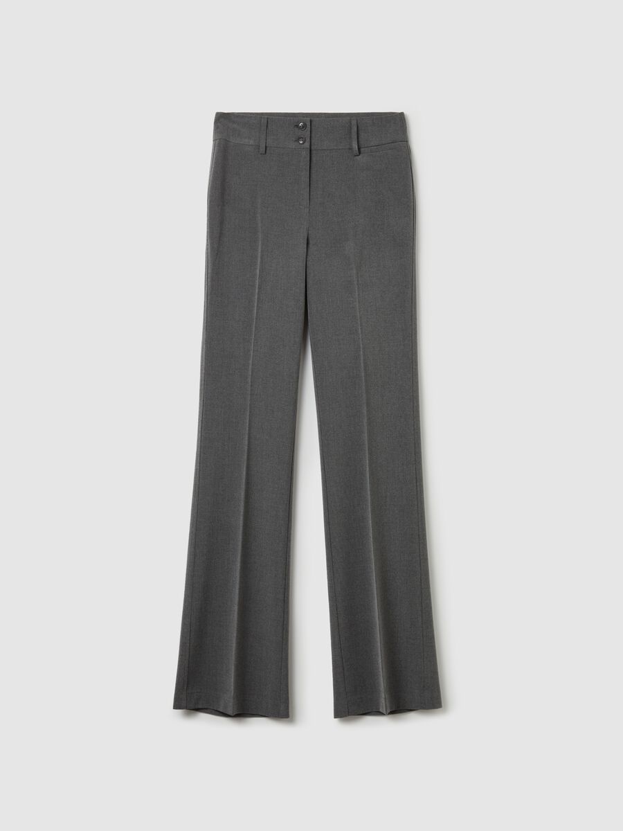 Flare-fit trousers with double button_4