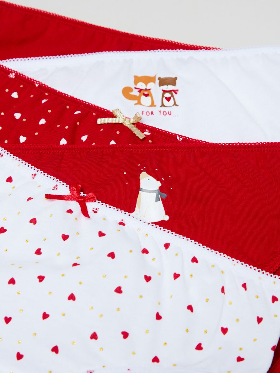 Set cinque slip in cotone stampa natalizia _2