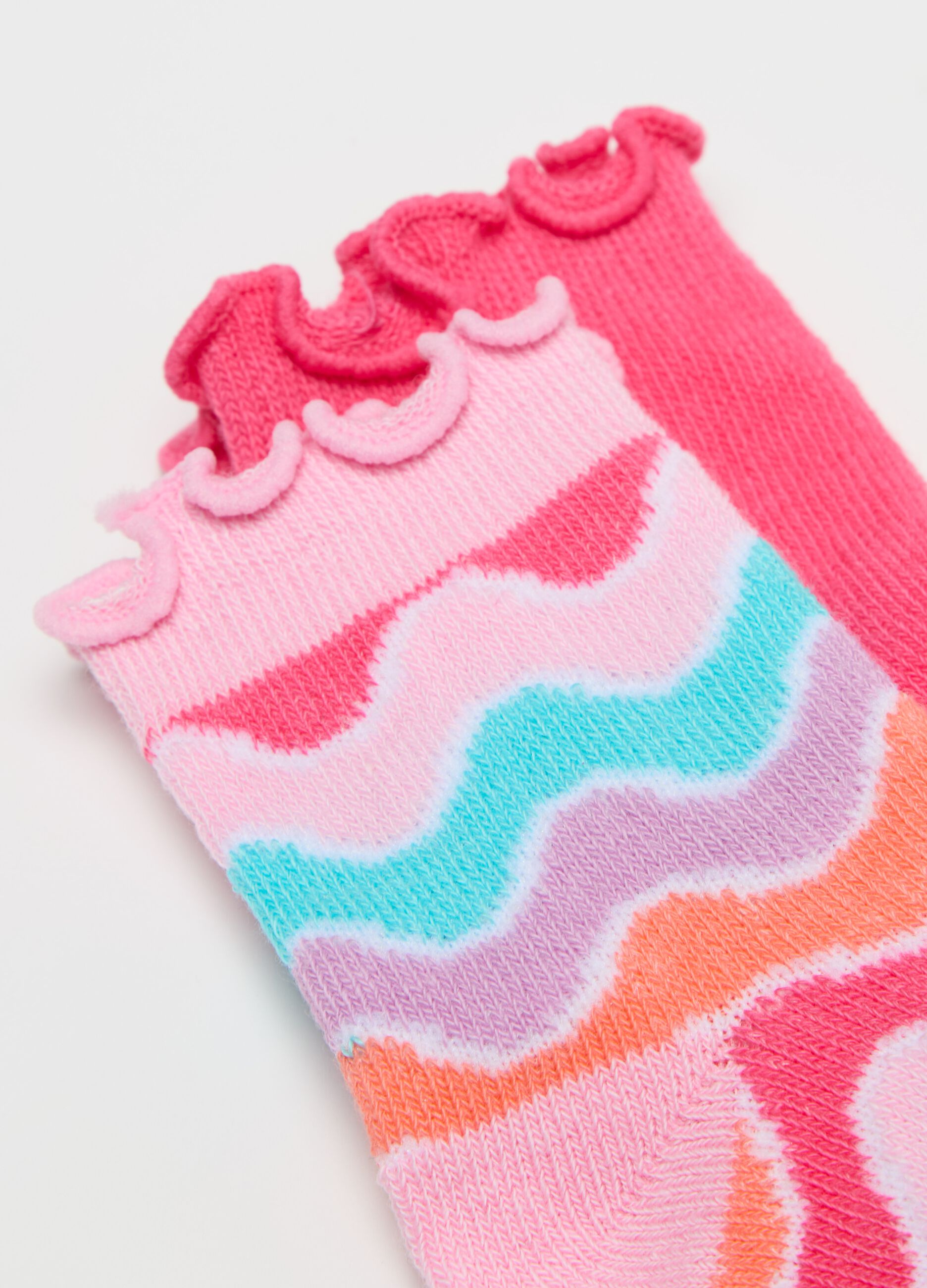 Tripack calze con disegno righe e fiore