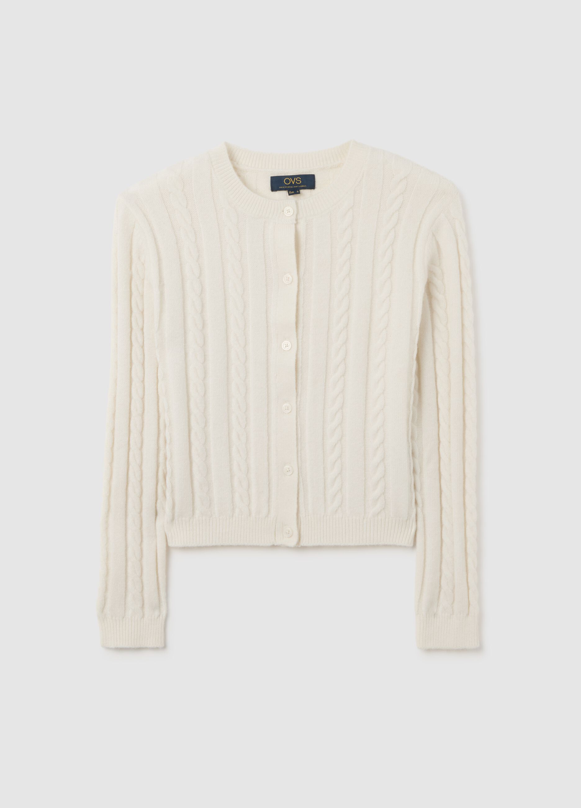 Cardigan bianco regular fit con bottoni