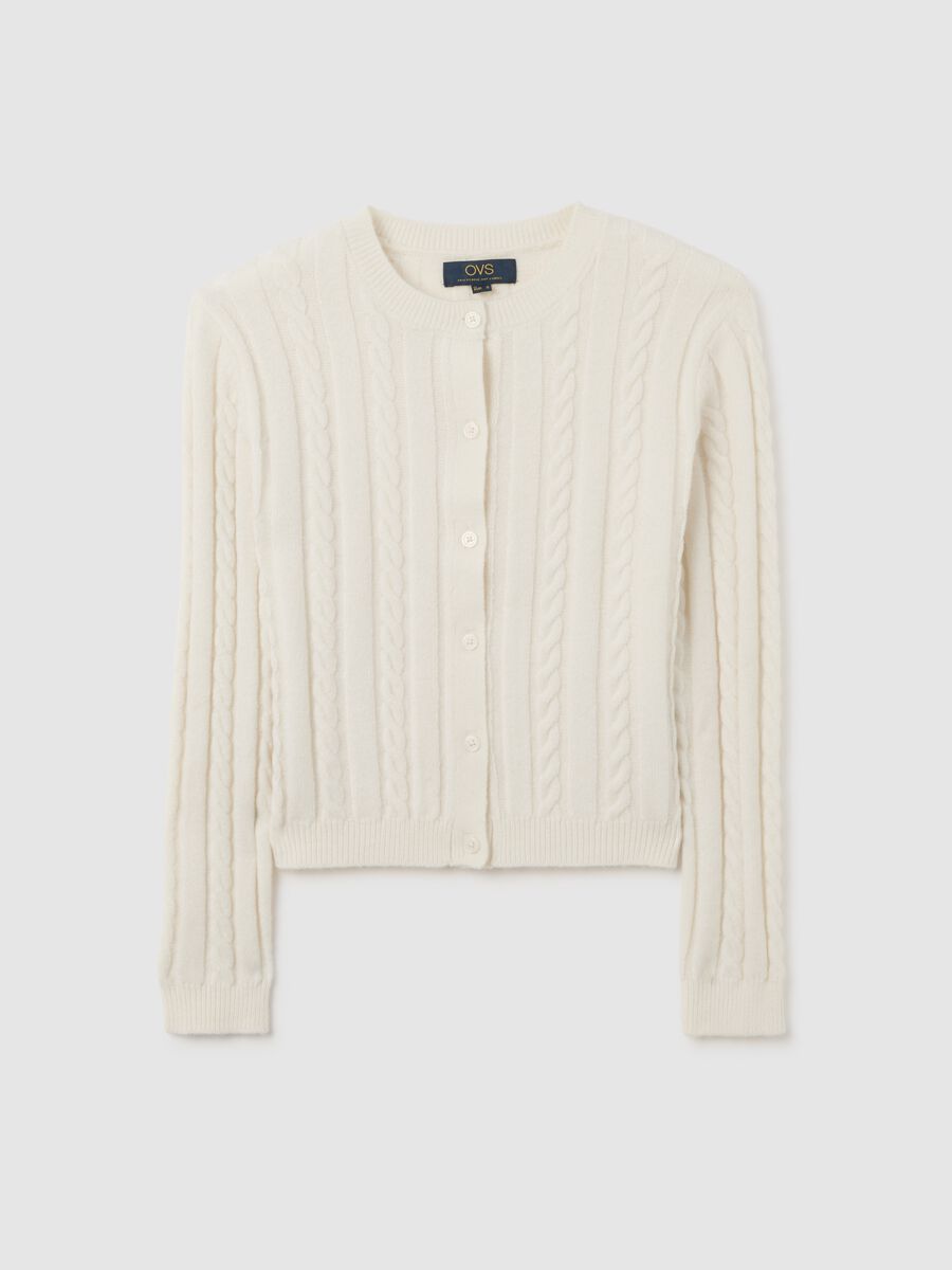 White regular fit cardigan with buttons_0