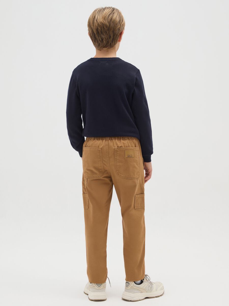 Pantaloni da ragazzo in puro cotone marrone_1