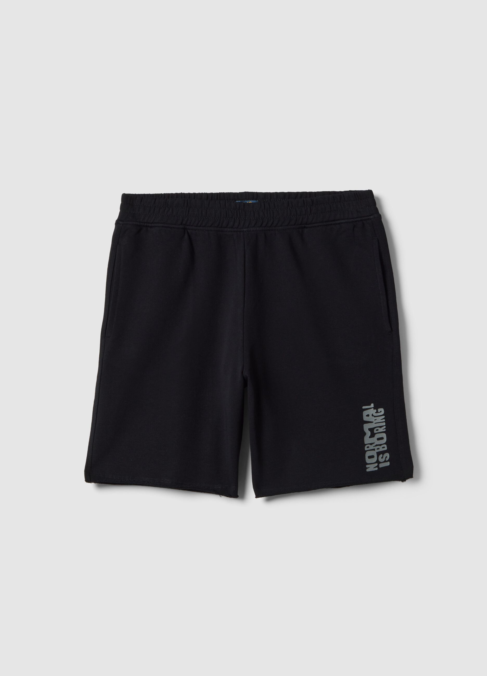 Boys' oversized fit pure cotton black shorts