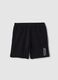 Boys' oversized fit pure cotton black shorts_0