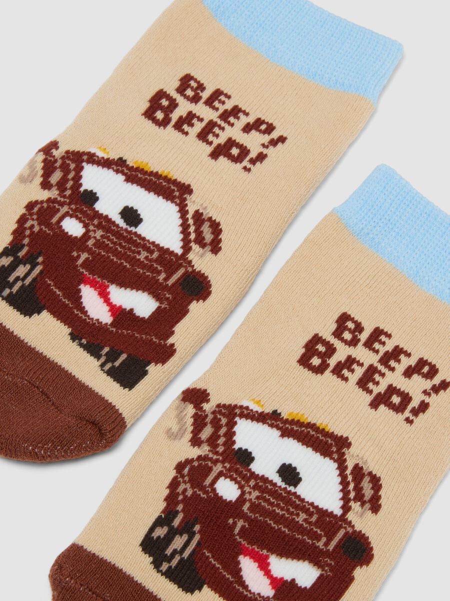 2-pack of non-slip organic stretch cotton socks with Cars print_2