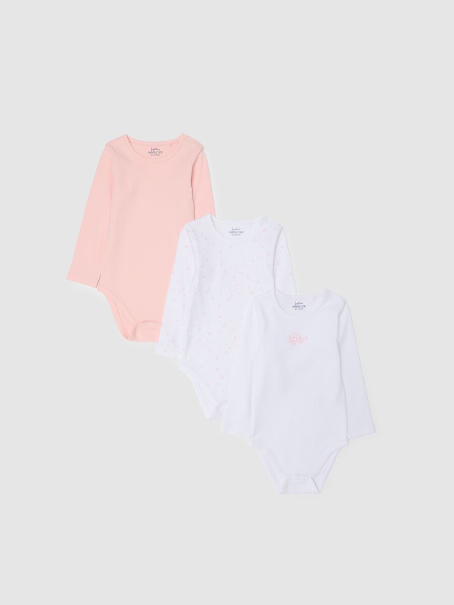 Pink cotton bodysuit with long sleeves_0
