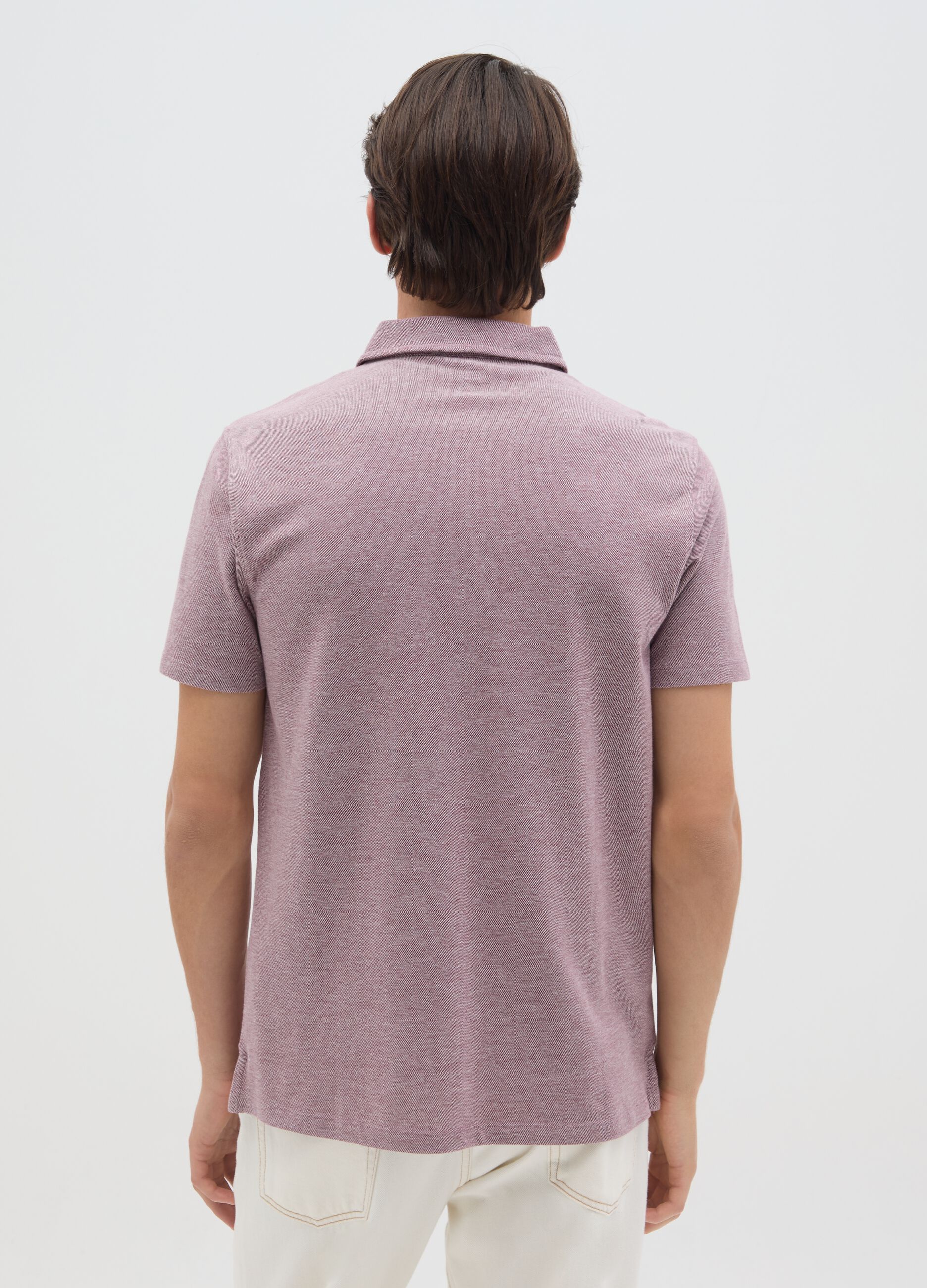 Polo da uomo in puro cotone viola regular fit