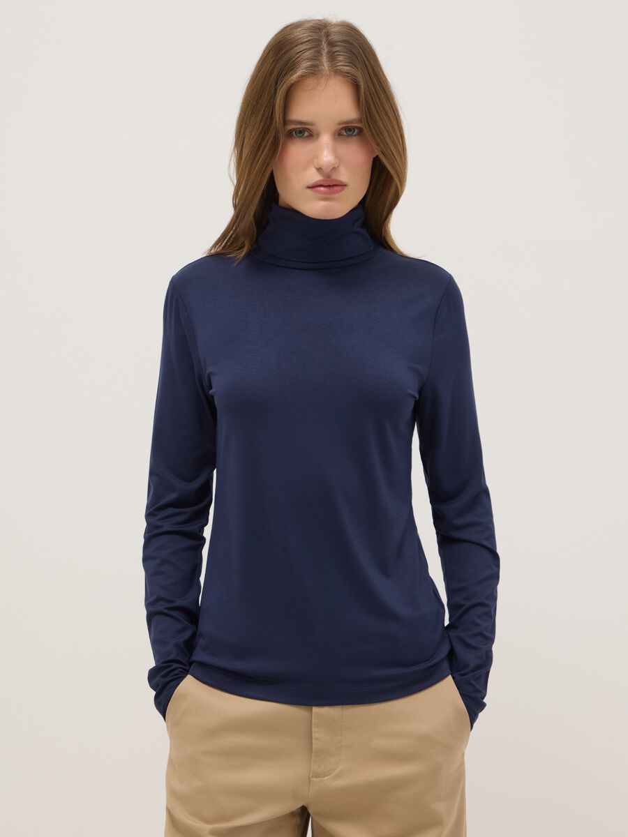 Blue crew neck long sleeve regular fit jumper_0