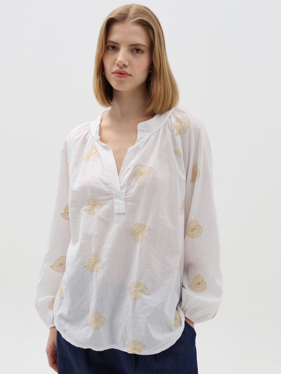 Blouse with foliage embroidery in lurex_0