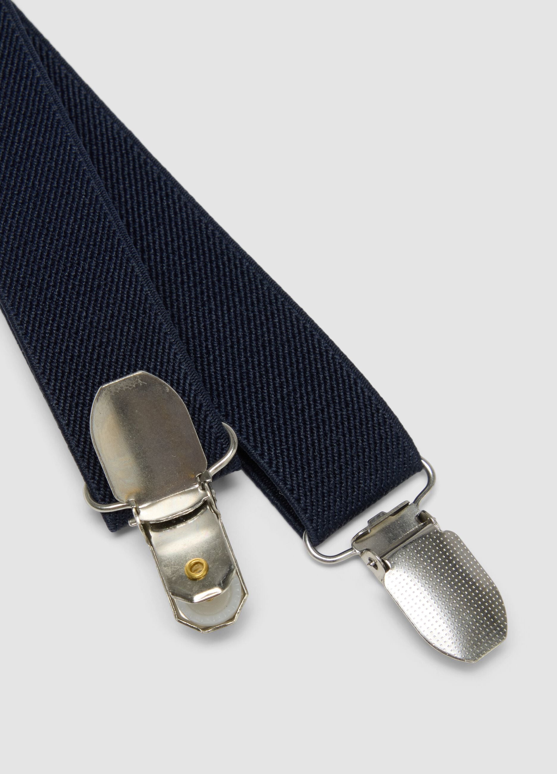 Blue elasticated braces with clips