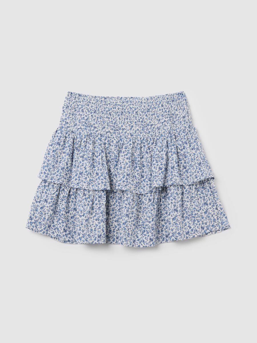 Blue Floral Ruffled Mini Skirt_4